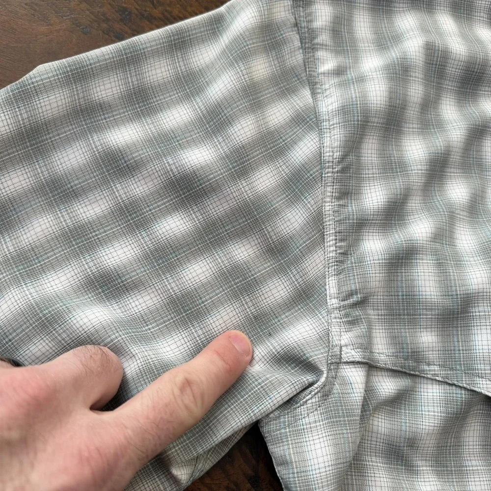 Simms Shirt Mens Medium Gray‎ Plaid Pearl Snap Long Sleeve Fishing Nylon Barfly - Picture 13 of 13